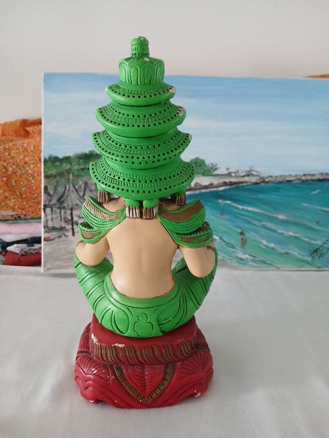 Estatua Buda Ceramica Verde