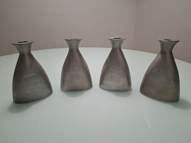 4 Candelabros metal plata