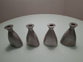 4 Candelabros metal plata