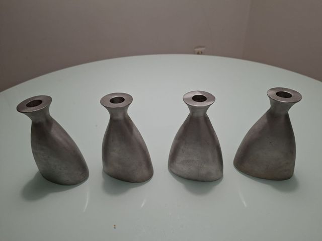 4 Candelabros metal plata