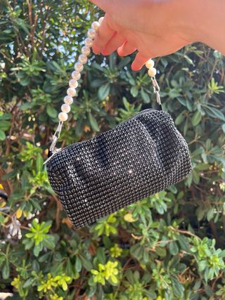 Mini borsa nera strass & perle