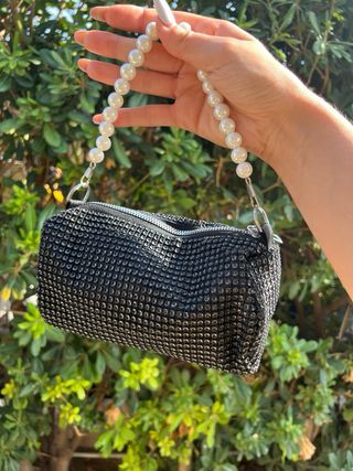 Mini borsa nera strass & perle