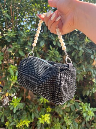 Mini borsa nera strass & perle