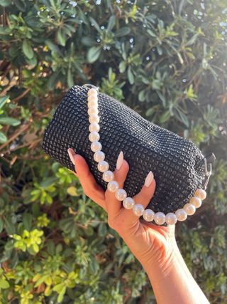 Mini borsa nera strass & perle
