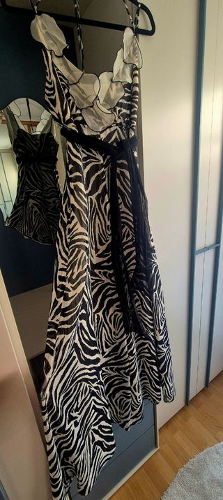 Vestido largo animal print blanco&negro