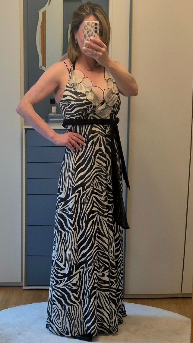 Vestido largo animal print blanco&negro