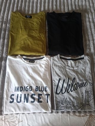 4 Camisetas Hombre Talla S manga corta