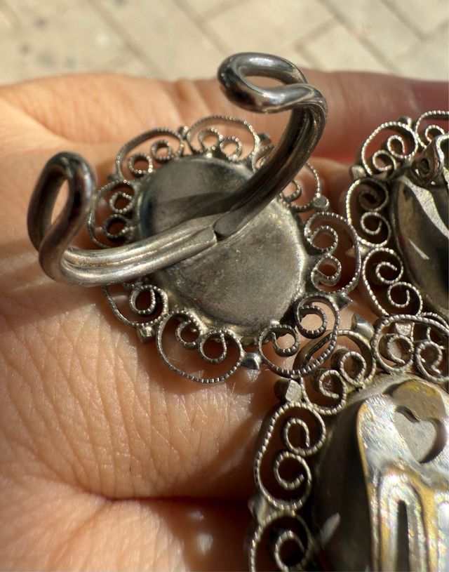 Anillo y pendientes clips vintage
