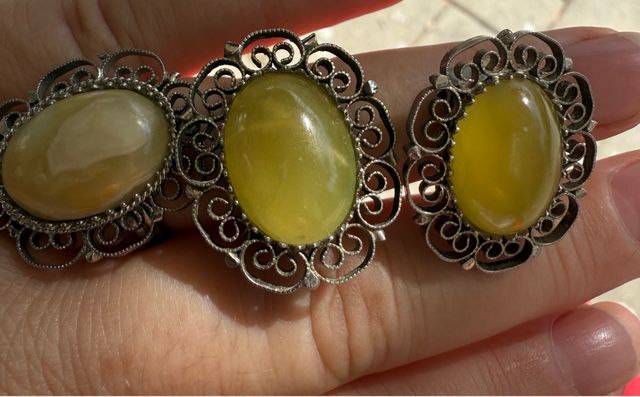 Anillo y pendientes clips vintage