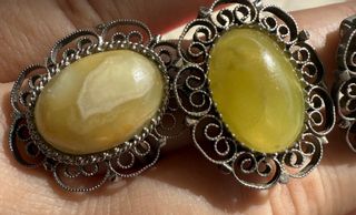 Anillo y pendientes clips vintage