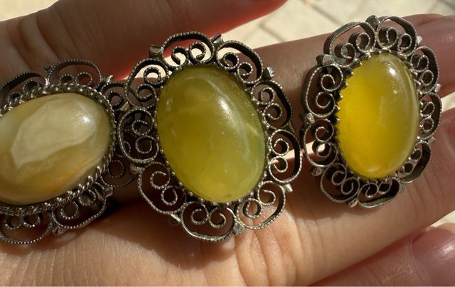 Anillo y pendientes clips vintage