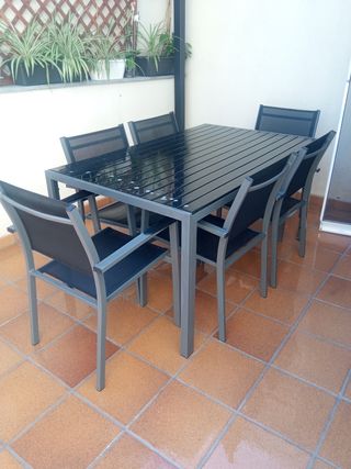 Mesa jardín 6 sillas metal gris Precio NO negociab