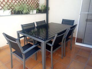 Mesa jardín 6 sillas metal gris Precio NO negociab