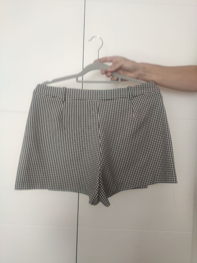 Shorts Zara vichy blanco-negro