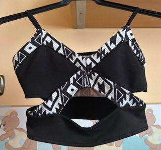 Top negro blanco - crop top