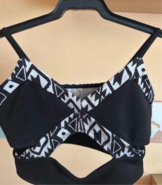 Top negro blanco - crop top