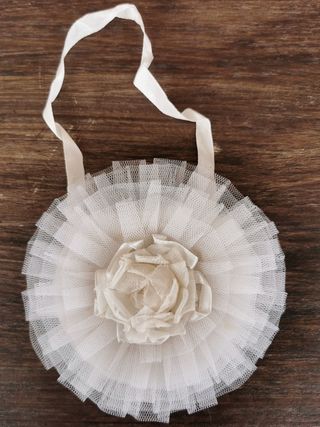 Bolso vintage  comunión o boda en tul y raso 