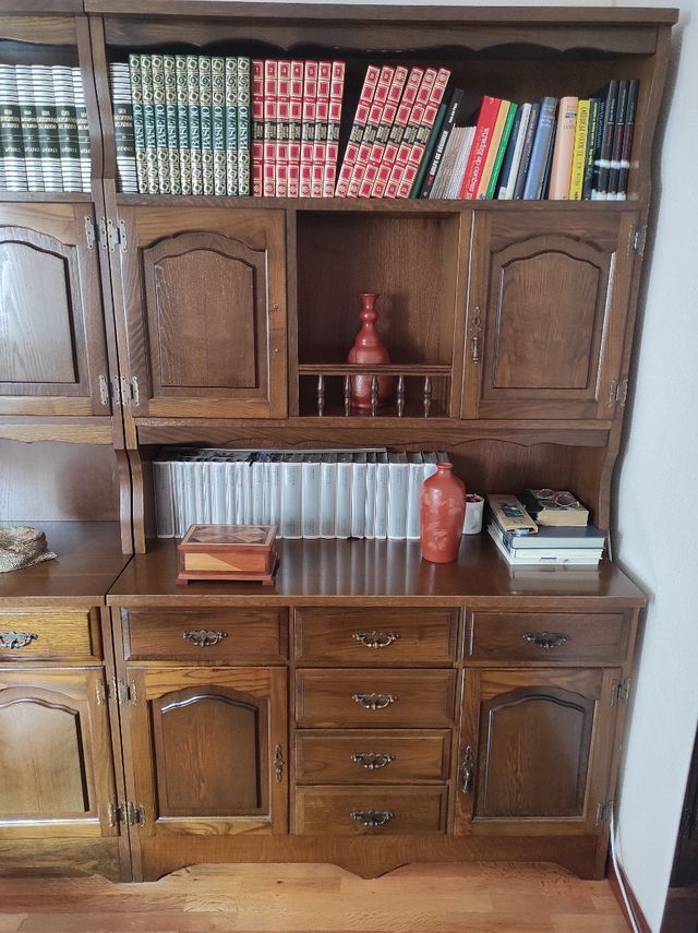 Mueble librero provenzal madera de 2 módulos.