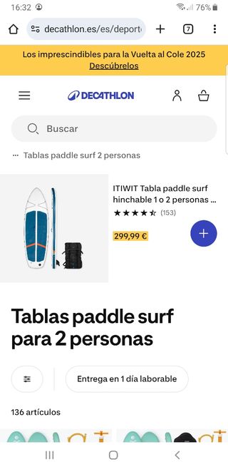 Tabla paddle surf ITIWIT hinchable 2 personas