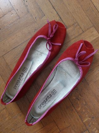 Ballerine Pregunta rosse e rosa in camoscio