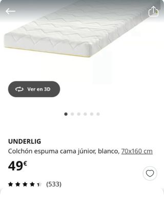 Cama infantil IKEA con barandilla mas colchon. 