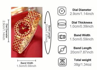 Set Gioielli Oro Rosso Strass: Orologio, Collana,