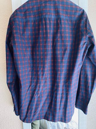 CAMISA DE CUADROS MANGO AZUL Y ROJA
