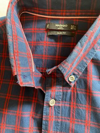 CAMISA DE CUADROS MANGO AZUL Y ROJA