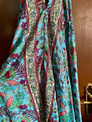 Vestido NUEVO T. ÚNICA seda boho chic India 