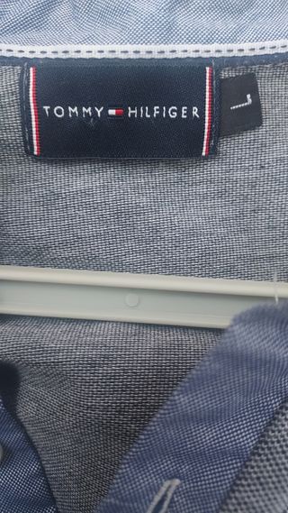 Polo algodón.  Tommy Hilfiger L - Azul y gris.