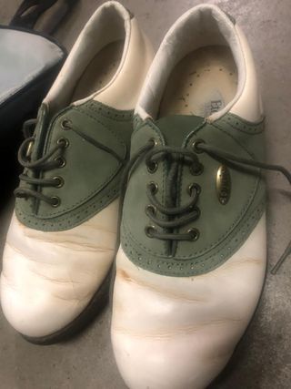 Zapatos golf - Verde oliva y blanco