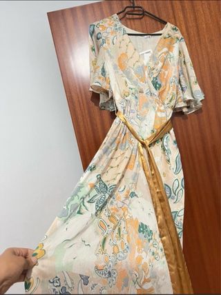 Vestido largo estampado multicolor