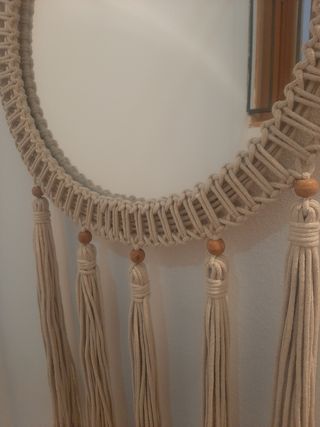 Espejo macramé beige