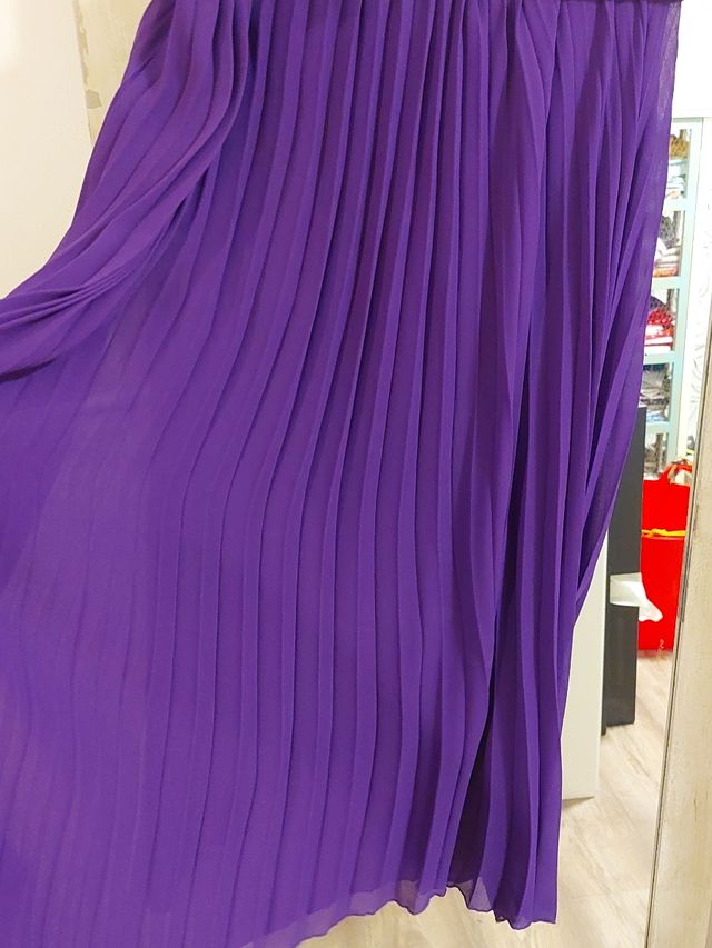Falda plisada maxi morada