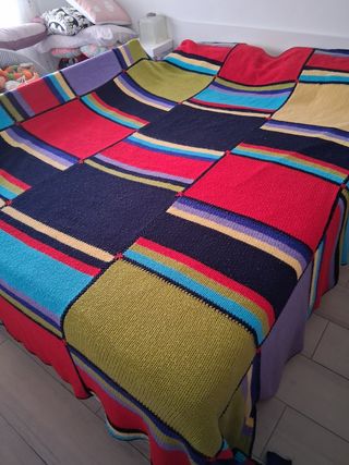 Colcha tejida multicolor - Lana