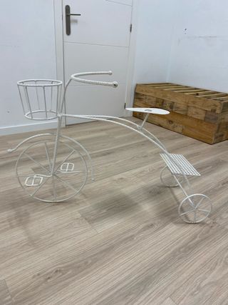 Macetero bicicleta metal blanco