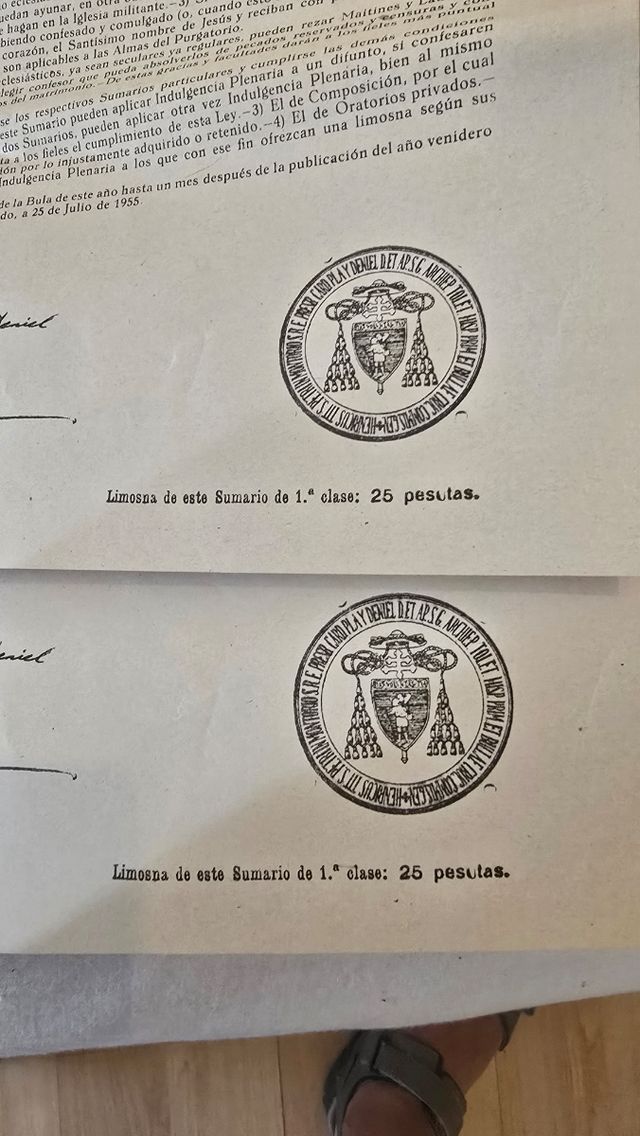 Bulas e Indulgencias para 1956 San Peetro Montorio