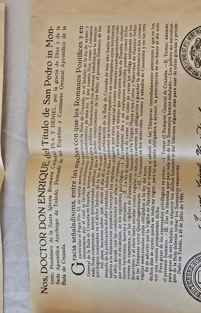 Bulas e Indulgencias para 1956 San Peetro Montorio