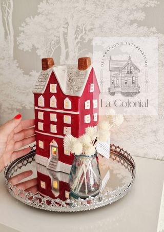 Portacandele in ceramica rossa XL
