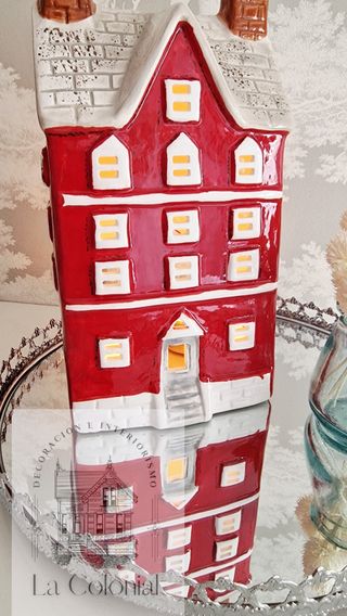 Portacandele in ceramica rossa XL
