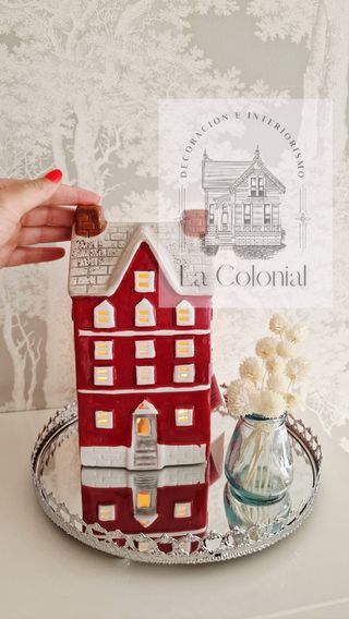 Portacandele in ceramica rossa XL