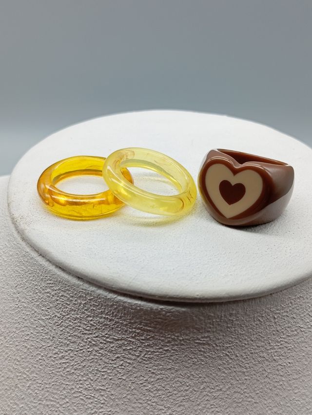 3 Anillos Resina - Diseño vintage