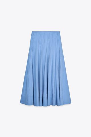 Falda midi vuelo Zara azul