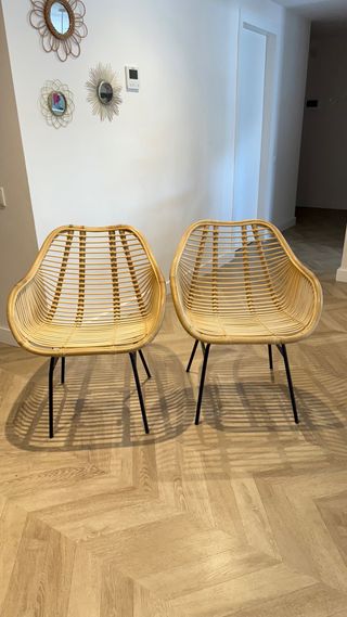 2 poltrone in rattan naturale