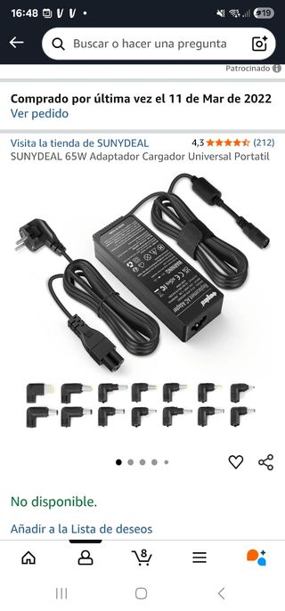 Cargador Sunydeal 65W 18.5V
