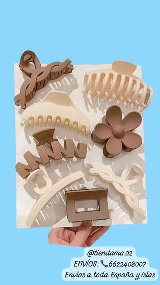 Pack pinzas pelo - Beige y marrón