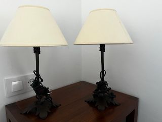 2 Lámparas mesita noche - Forja, beige