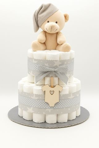 Tarta pañales bebé - Oso