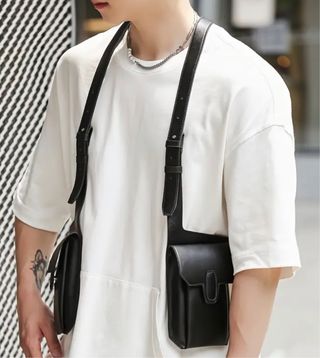 Chaleco de cuero para hombres - negro