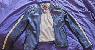 Giacca Moto in Pelle OSX Blu